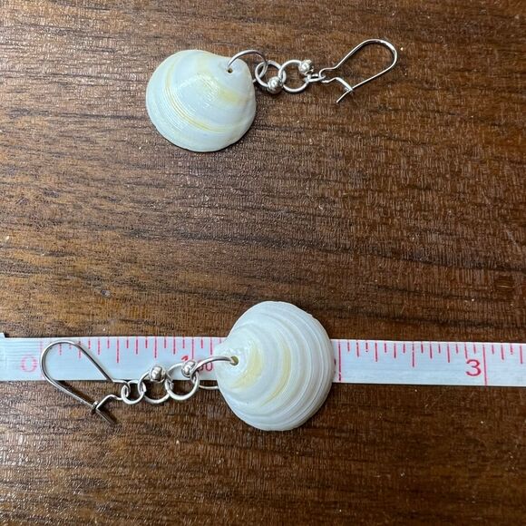 Dangle Earring Genuine Handcrafted Seashell Yellow Orange Hue Beach Coastal - Picture 8 of 8